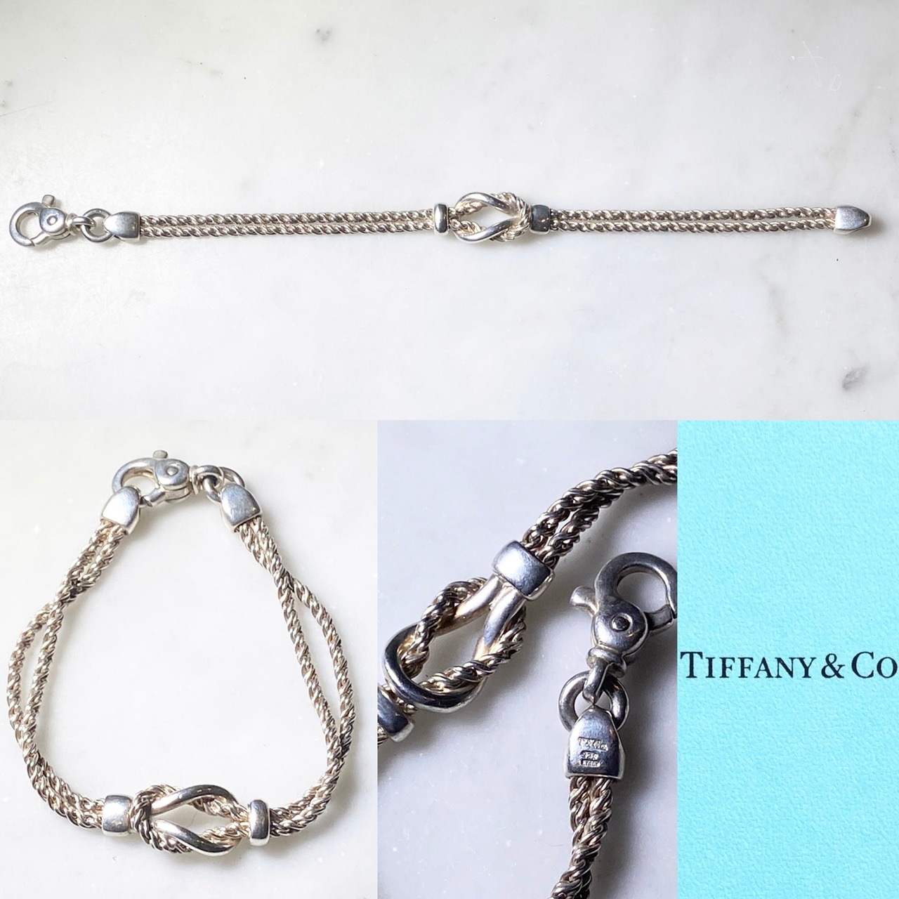 vintage TIFFANY silver double rope chain knot bracelet