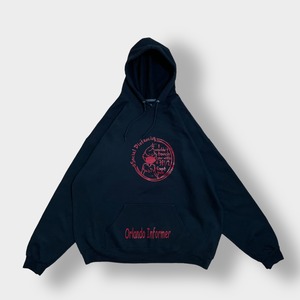 【FRUIT OF THE LOOM】2XL ビッグサイズ パーカー ロゴ プリント プルオーバー フーディー スウェット 黒 US古着