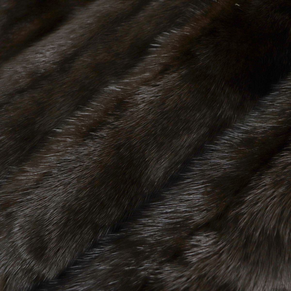 毛並み極美品▼カナダ製　CANADA Majestic MINK　カナダマジェステックミンク　本毛皮コート　ダークブラウン　毛質艶やか・柔らか◎