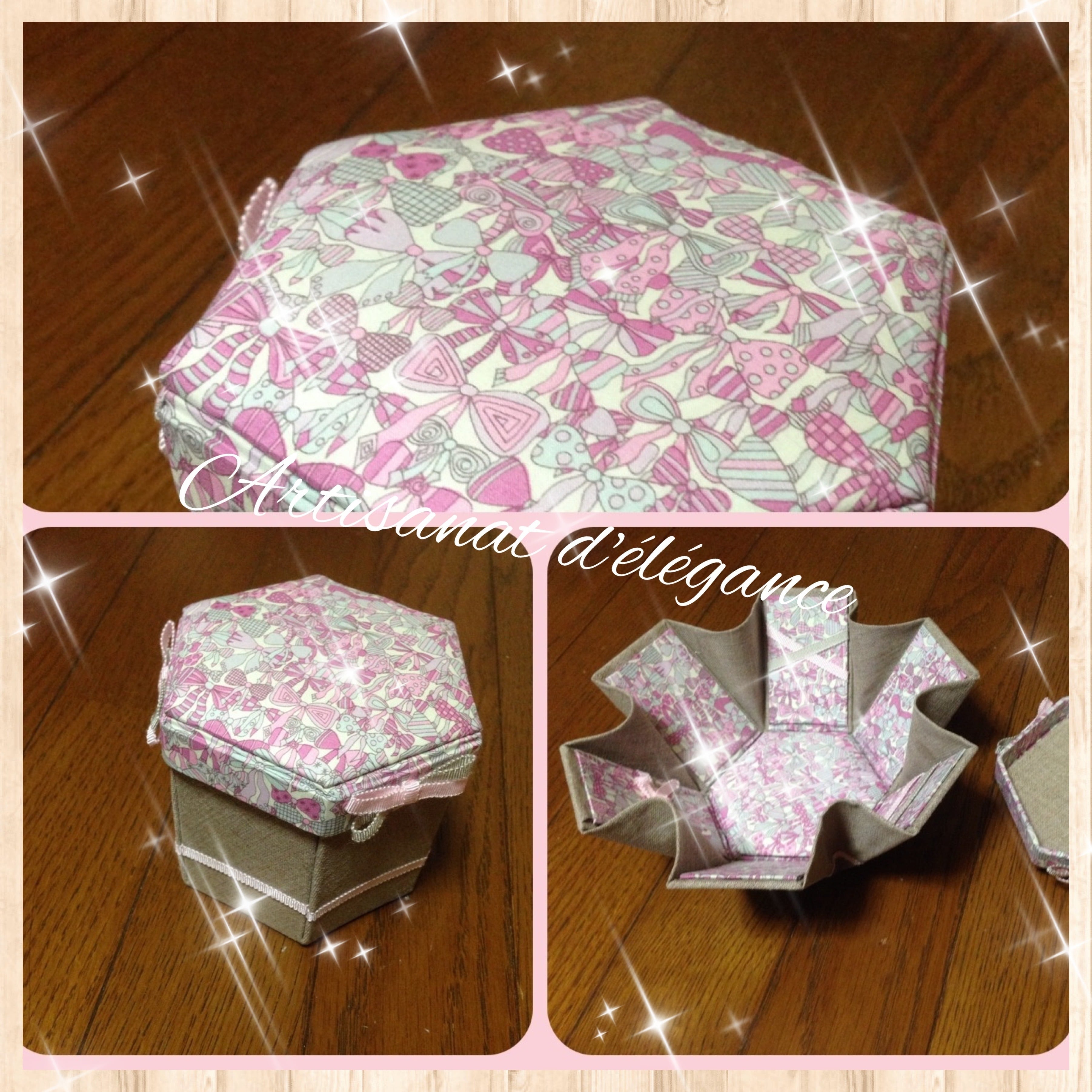 カルトナージュ✴︎リバティの六角形広げるソーイングケース | Artisanatd