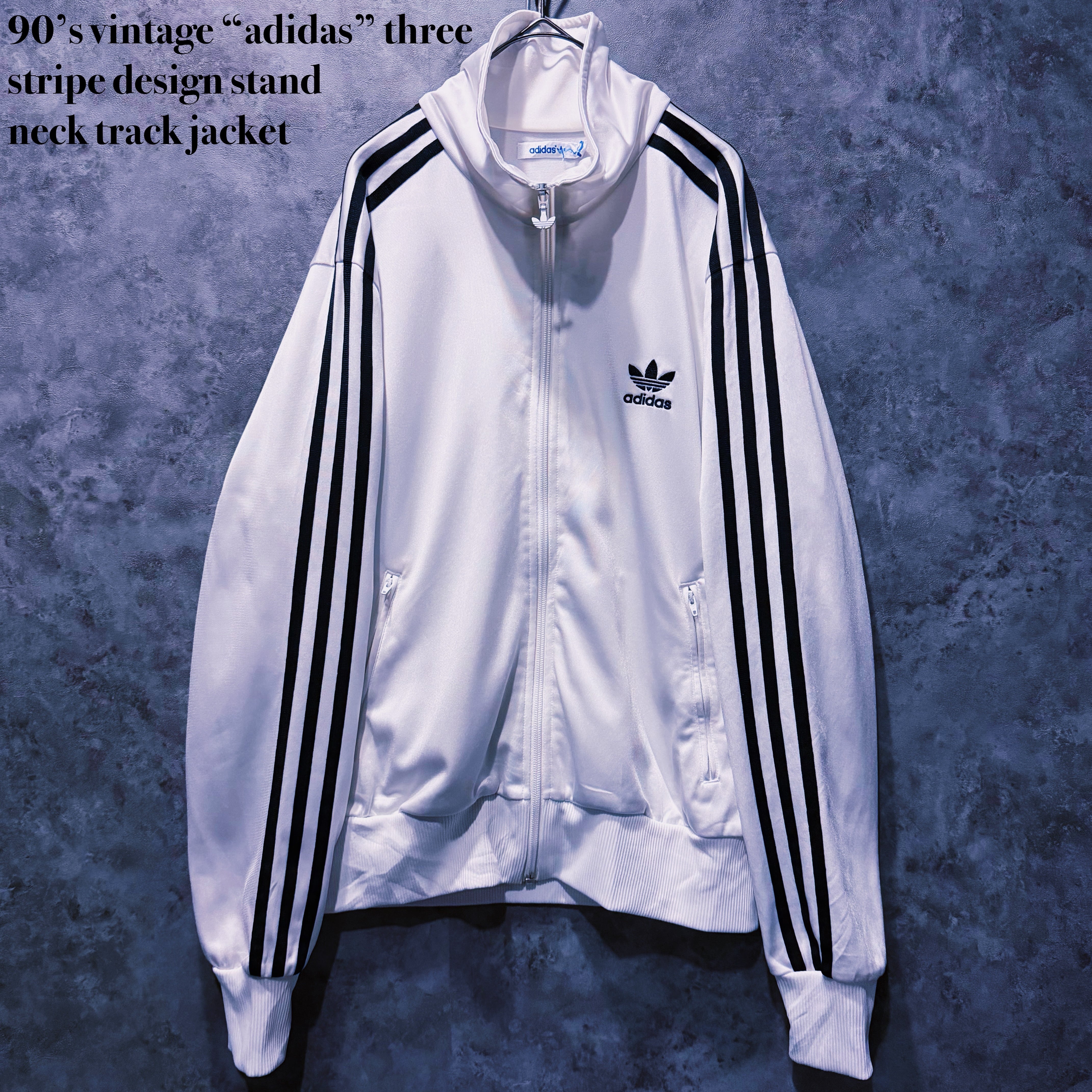 【doppio】90’s vintage “adidas” three stripe design stand neck track jacket