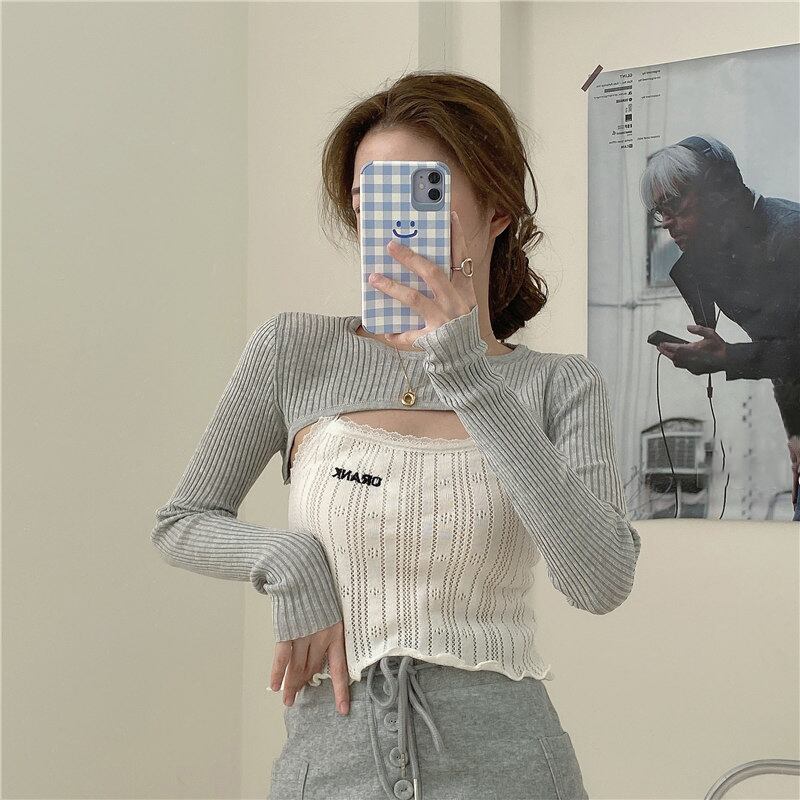 アイスシルク長袖ニット日焼け止めブラウス女性の夏の薄いタイトフィットクロップドジャケット2020ニューブラック ブラックストロベリース70360606967