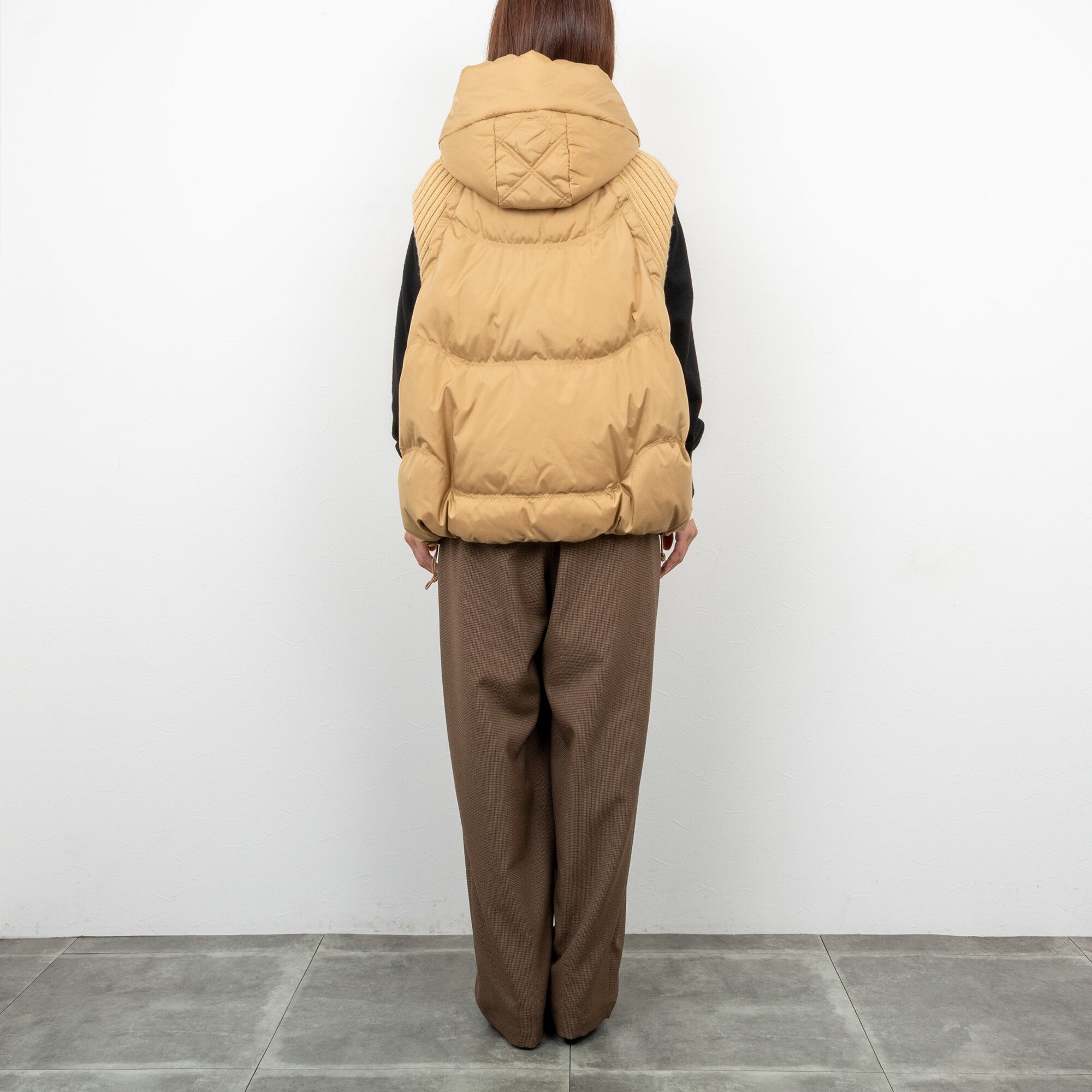 PASSIONE／パシオーネ】ショルダーリブフードダウンベスト（キャメル
