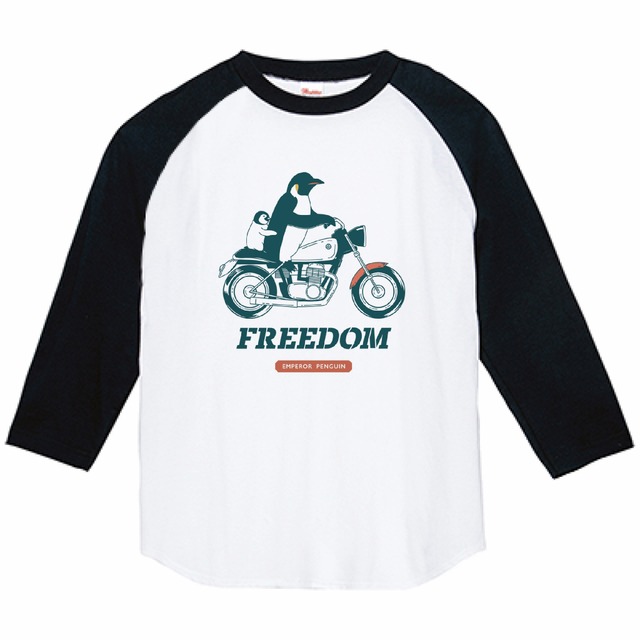 FREEDOM　ペンギン　3/4スリーブ　ラグランTシャツ