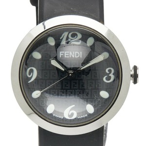 フェンディ ブースラ 腕時計 8010G クオーツ ブラック文字盤 ステンレススチール ラバー レディース FENDI 【中古】