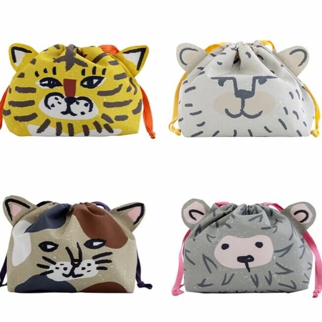 巾着袋 小さい 大人 キャラクター 巾着ポーチ かわいい ブランド 巾着 子供 キッズ ランチバッグ 保冷 保温 お弁当袋 保冷バッグ 小さめ 動物 Momonga モモンガ ビスク 7193MMC01 Bq075