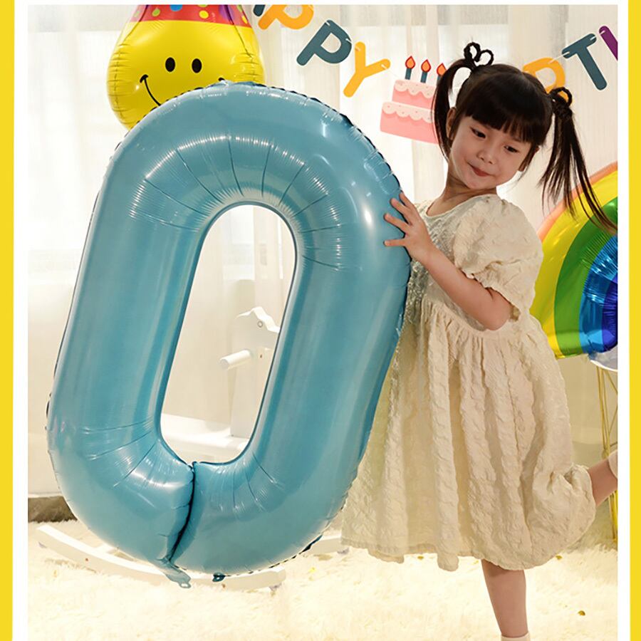 マカロンブルー バルーン 風船 数字 誕生日 パーティー 飾り付け 1枚
