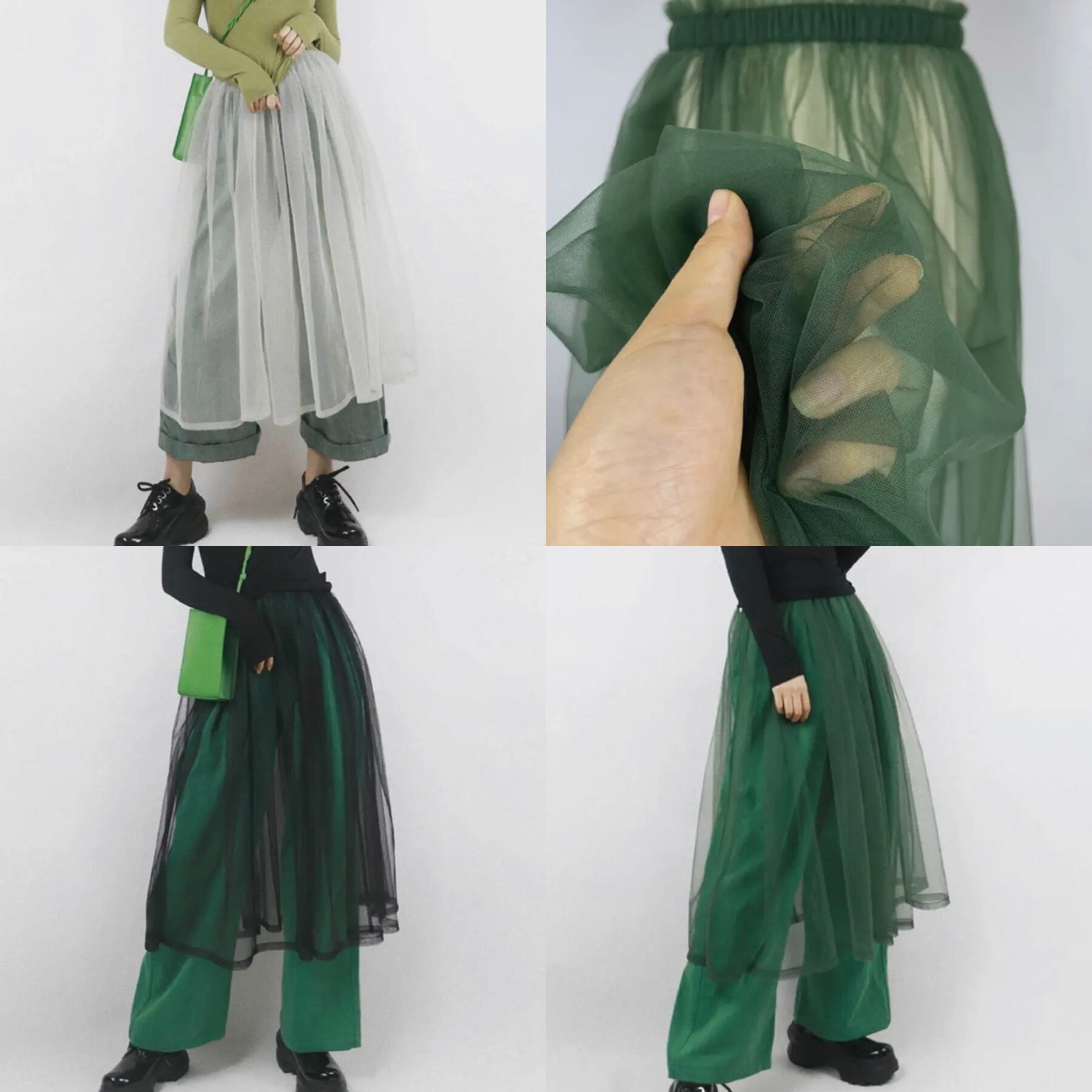 3color / シアーフレアスカート