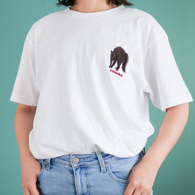 【黒猫】やんのかステップTシャツ（白・黒）