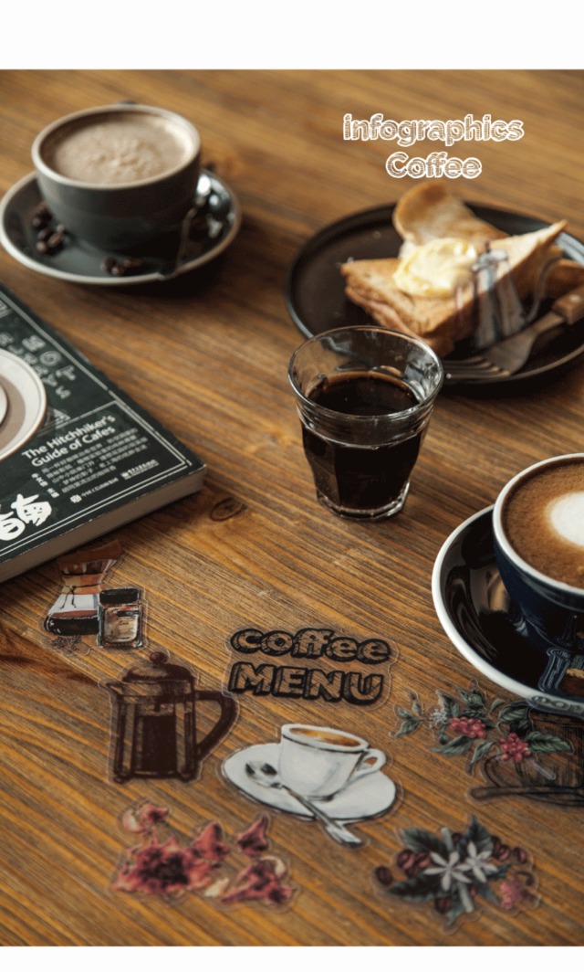 S393d コーヒー跡 コーヒーアートシリーズ Pet透明 大きめデコステッカー Cherish365 Zakka