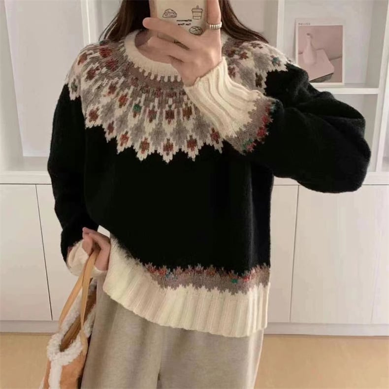 【tops】ジャカードニットセーター M27138