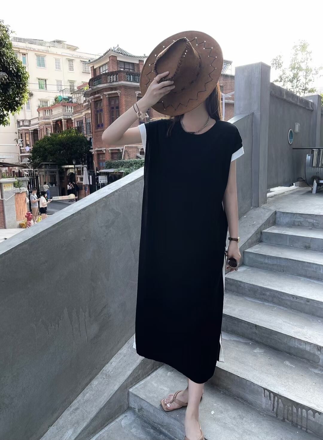 バイカラーワンピース　AJ1050-3039