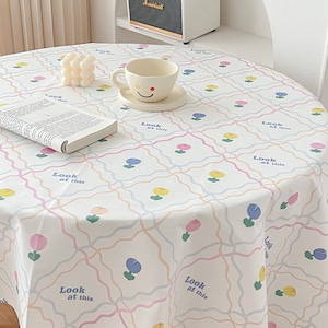 【TABLECLOTH】さわやかチューリップORローズ柄テーブルクロス