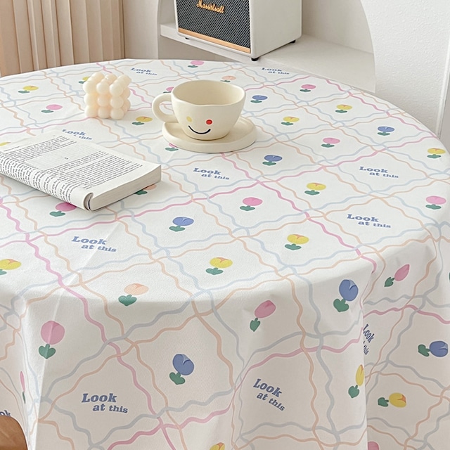 【TABLECLOTH】さわやかチューリップORローズ柄テーブルクロス