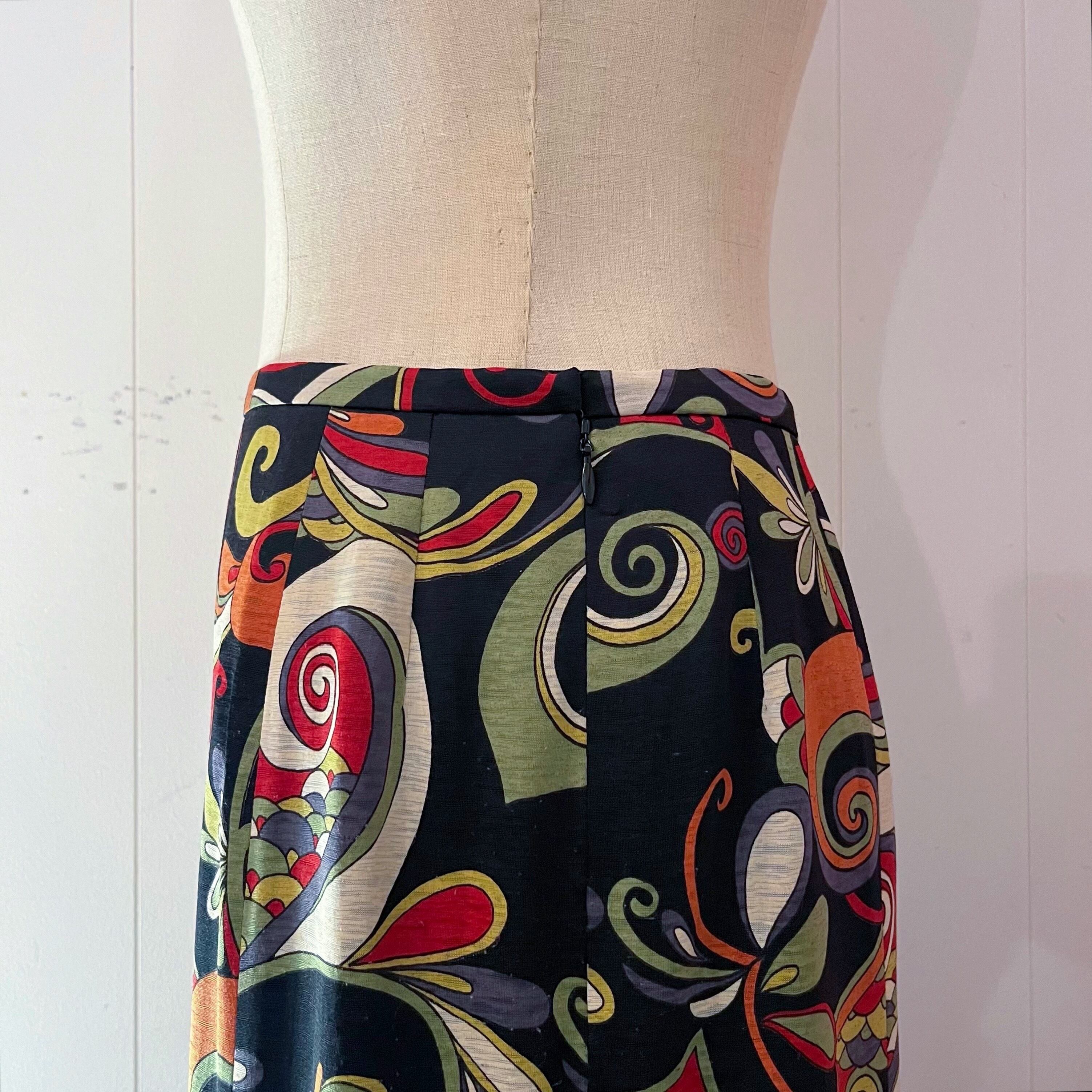 psychedelic pattern flare skirt