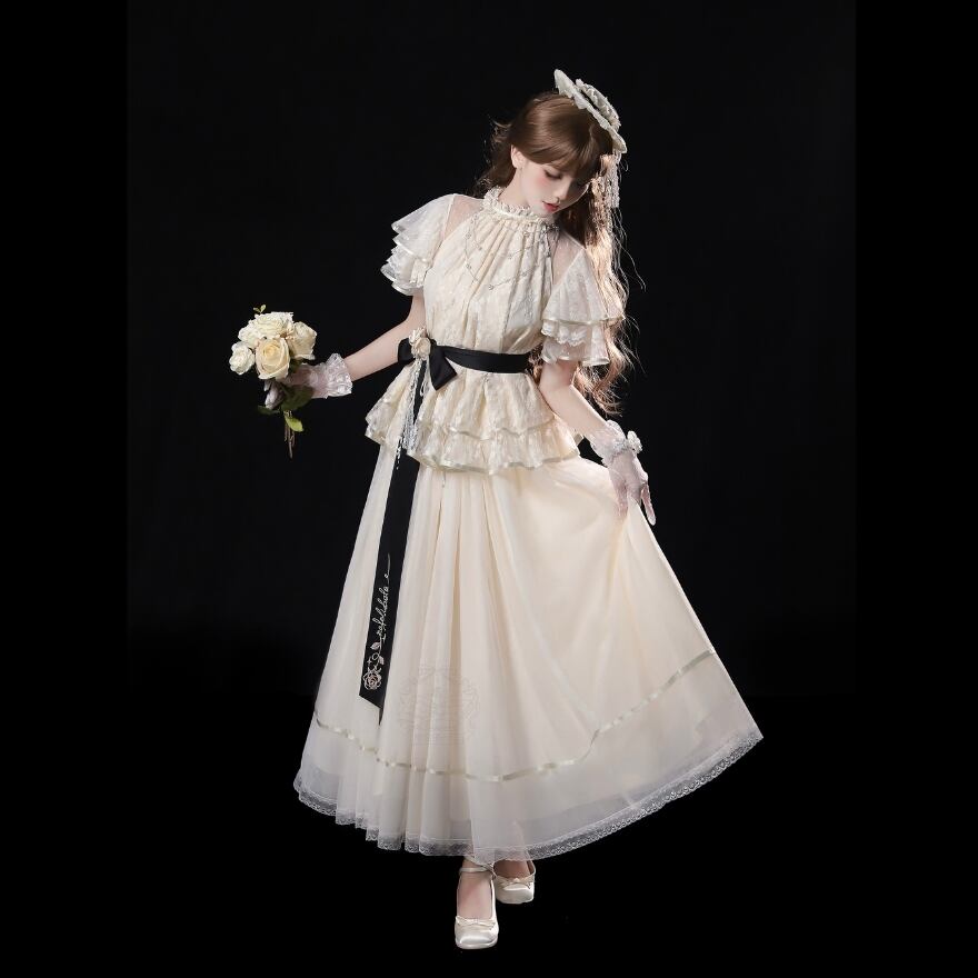 インナー 月光礼賛 水玉 メッシュ 生成色 クラシカルロリィタ お茶会 女子会コーデ