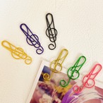 【 バラエティー ト音記号 クリップ 】 50個入 ６色 カラフル メタリック マット 音楽 先生 ピアノ教室 文房具 勉強アイテム ゼムクリップ バインダー オフィス ペーパー 受験