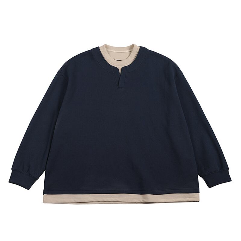 フェイクレイヤードキーネックプルオーバー 00051