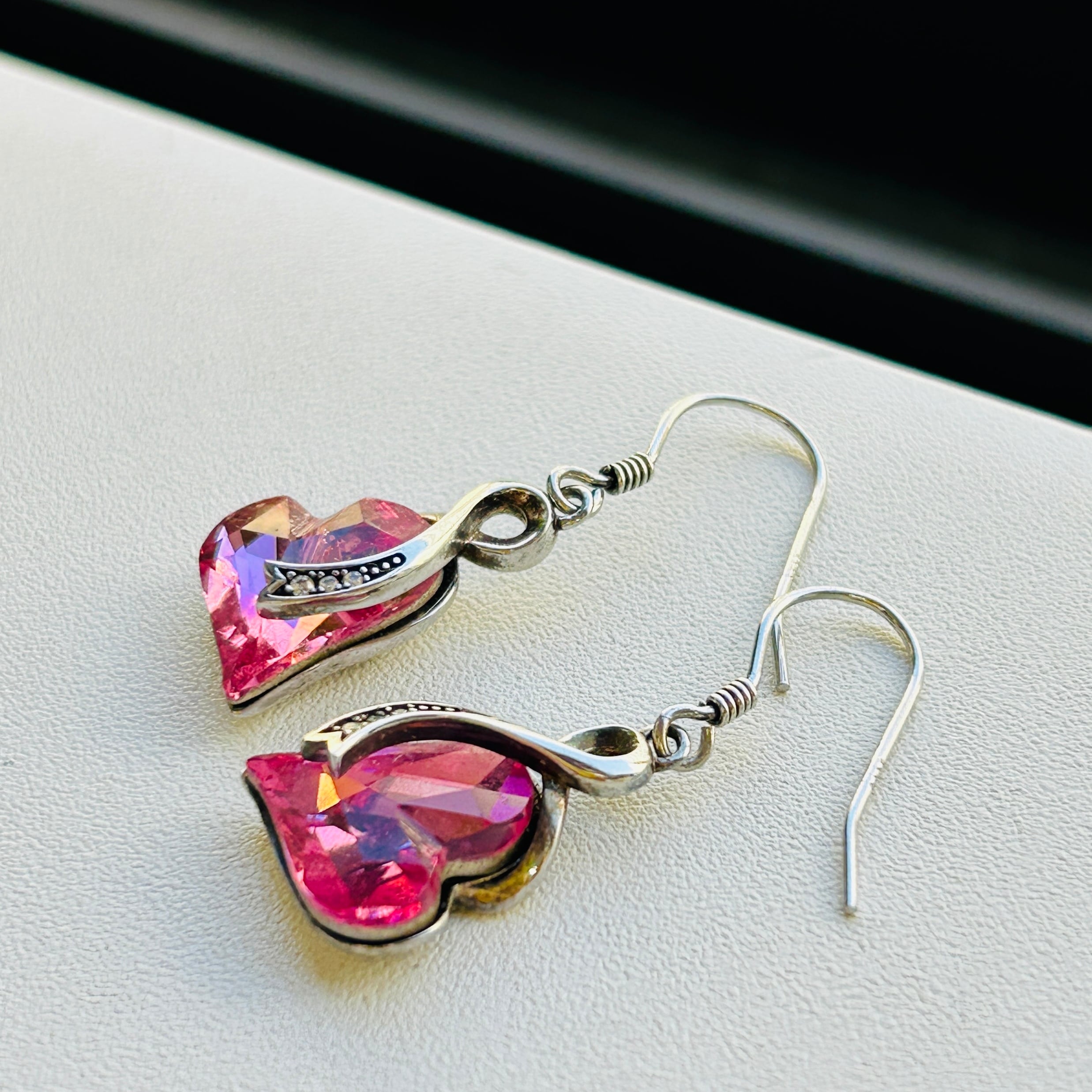 シルバー925 PInk CZハート フックピアス | Milo Antiques & Vintage