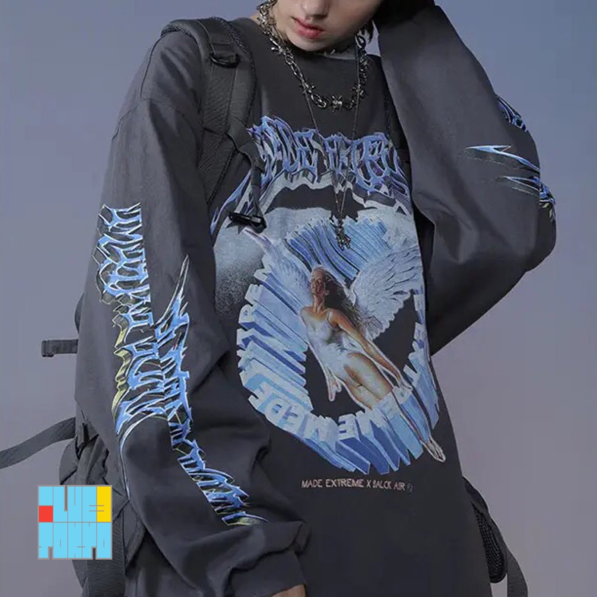 ハードコア天使】 hardcore angel long sleeve gray t shirt