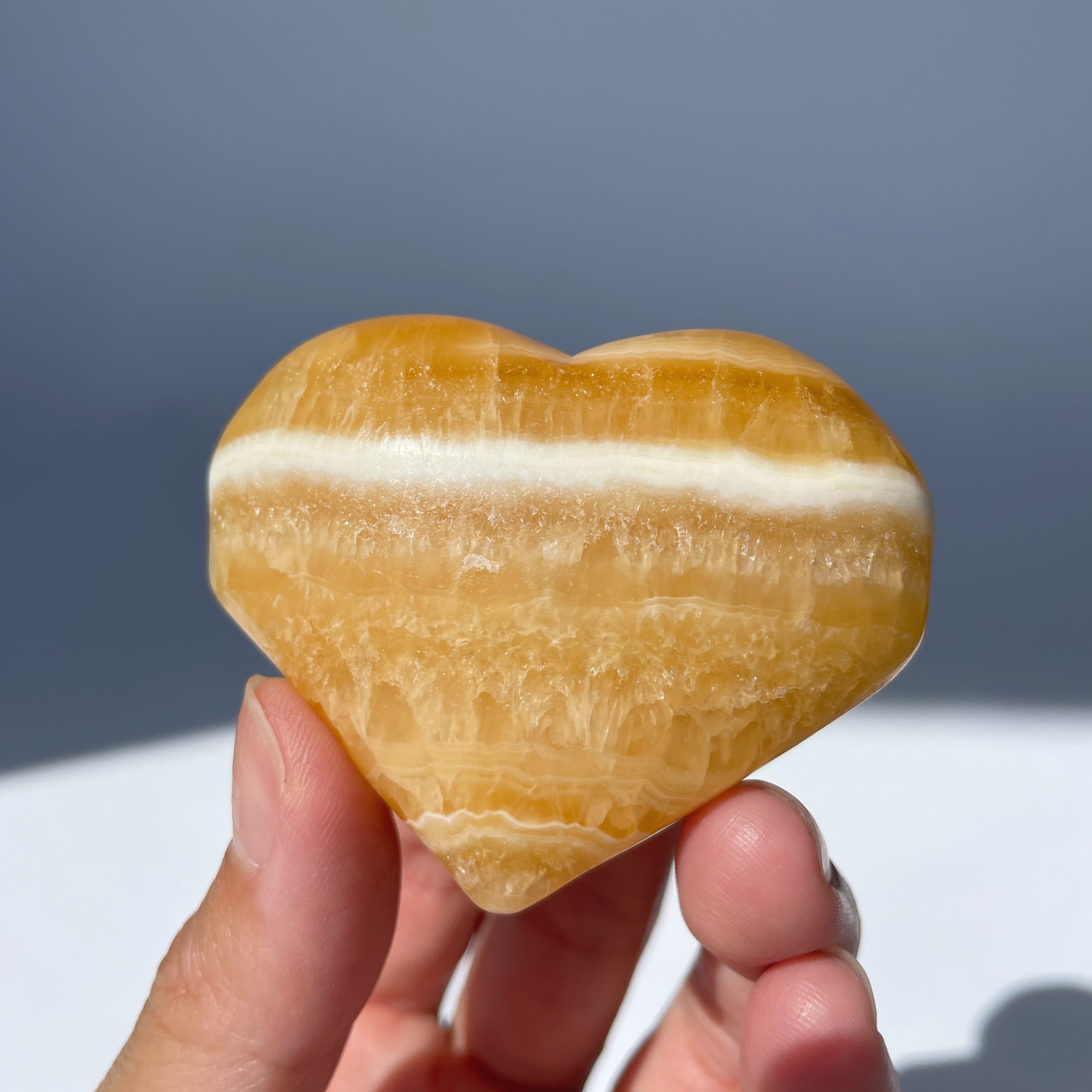 オレンジカルサイト ハート型11♡ Orange Calcite ♡天然石・鉱物