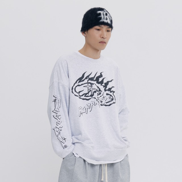 FLAMELOGOCREWNECK_ LIGHT GREY
