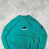 【極上デザイン】アディダス スウェット 90s 希少カラー グリーン ロゴ刺繍