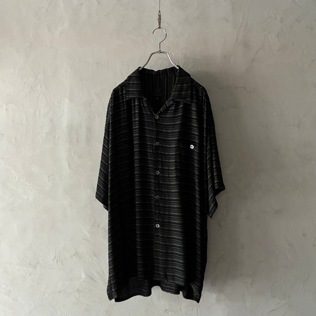 -SQWEAR- border pattern open collar shirt