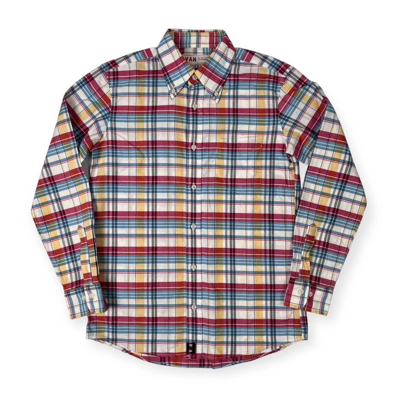VAN JAC ヴァンヂャケット マルチチェック BD オックスフォード 長袖シャツ サイズ M