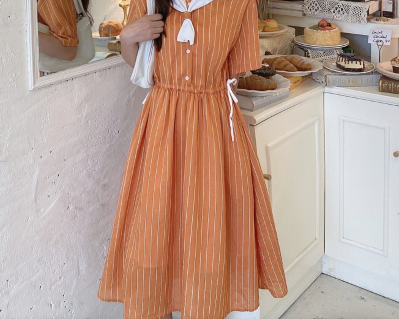 ストライプ セーラー ワンピース 夏 かわいい 清楚 561 Sweetly