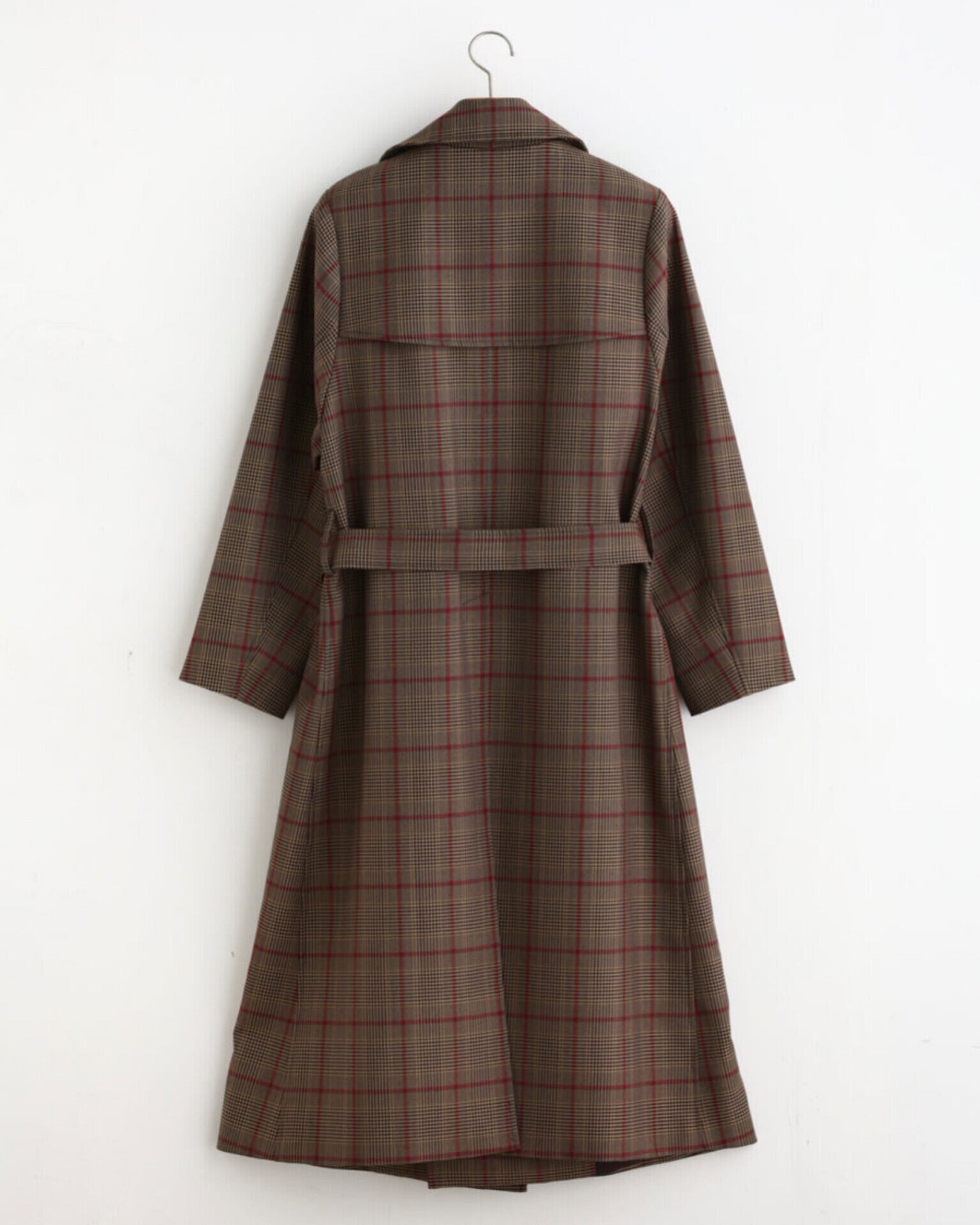 Honnete】Trench Robe Coat / Red Glen Check | MOMENTS