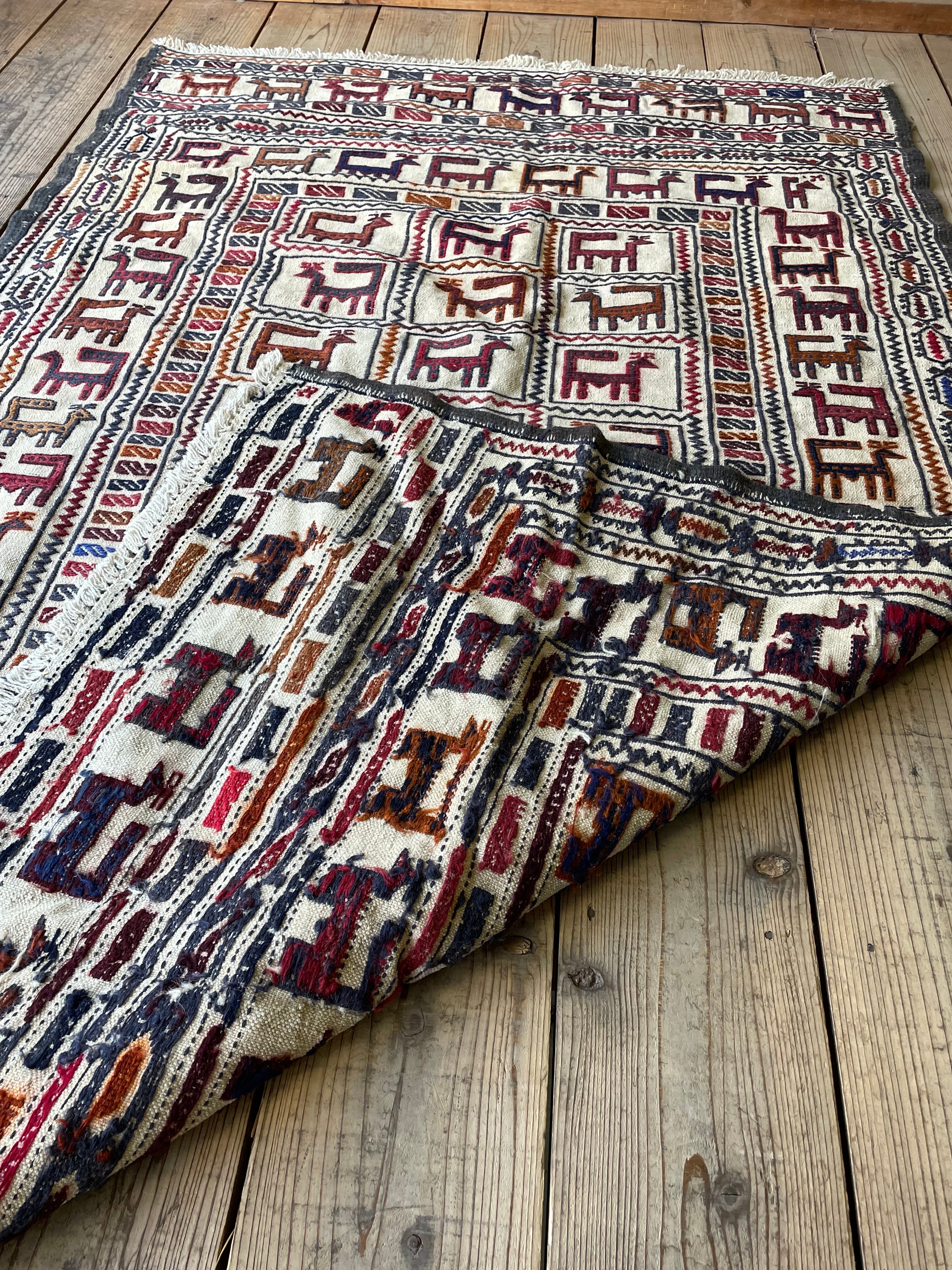 KILIM キリム ラグ スマック織 アフガニスタン 絨毯 カーペット 130