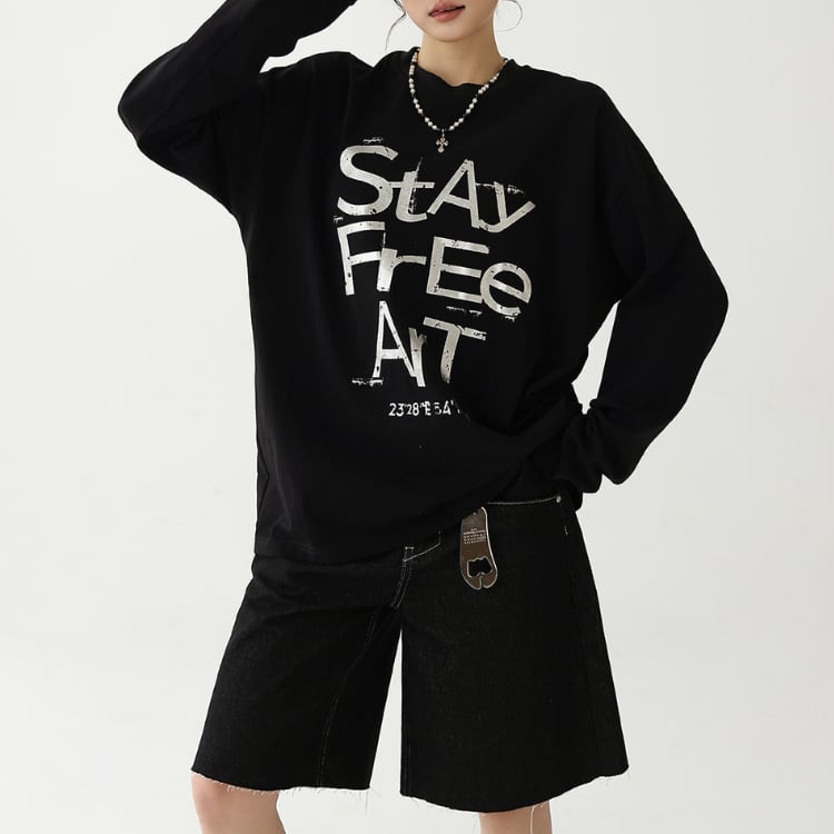 プリント柄 スウェットシャツ ◆2col L00380