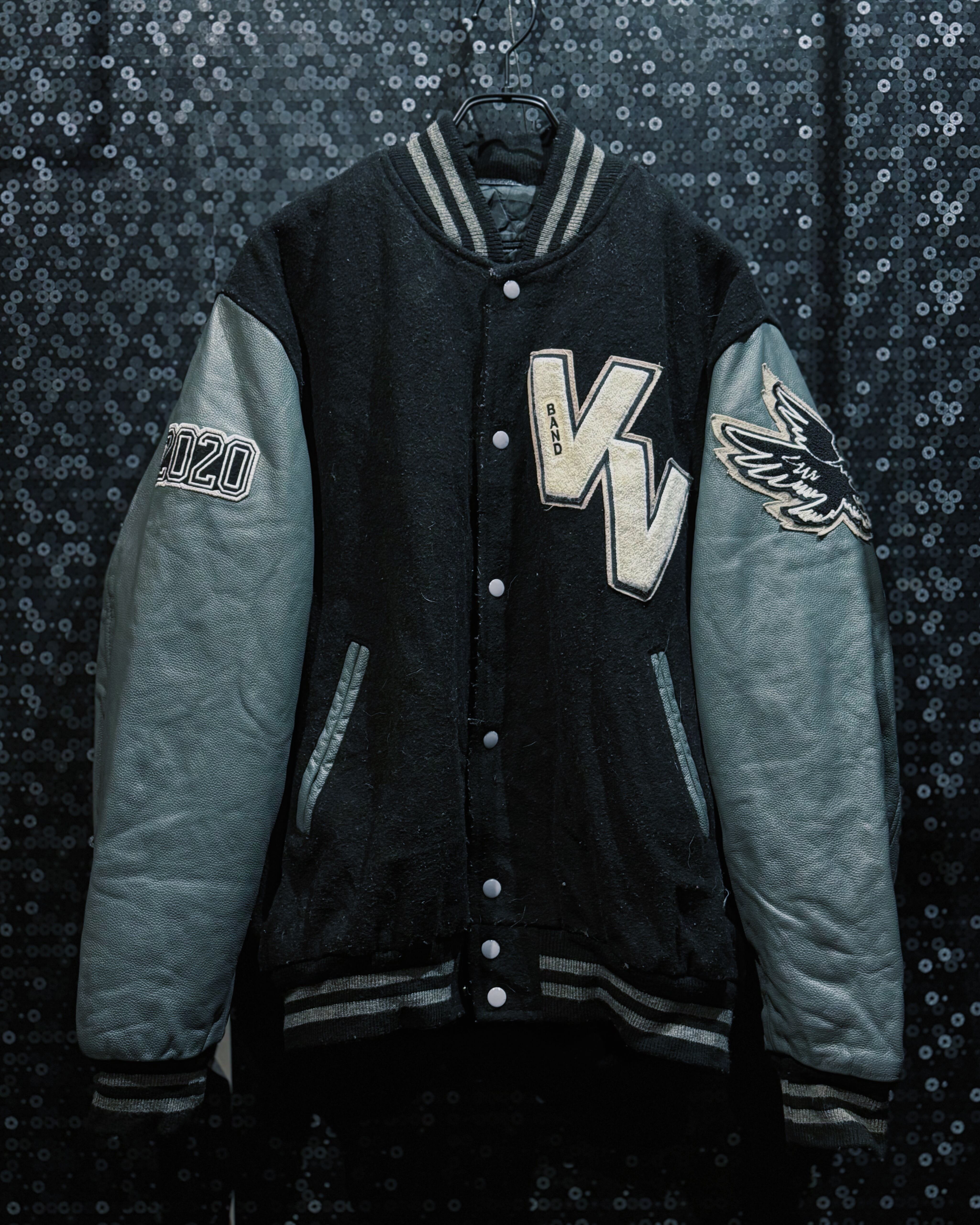 【AEIEM】vintage “KV BAND” leather sleeve stadium jacket