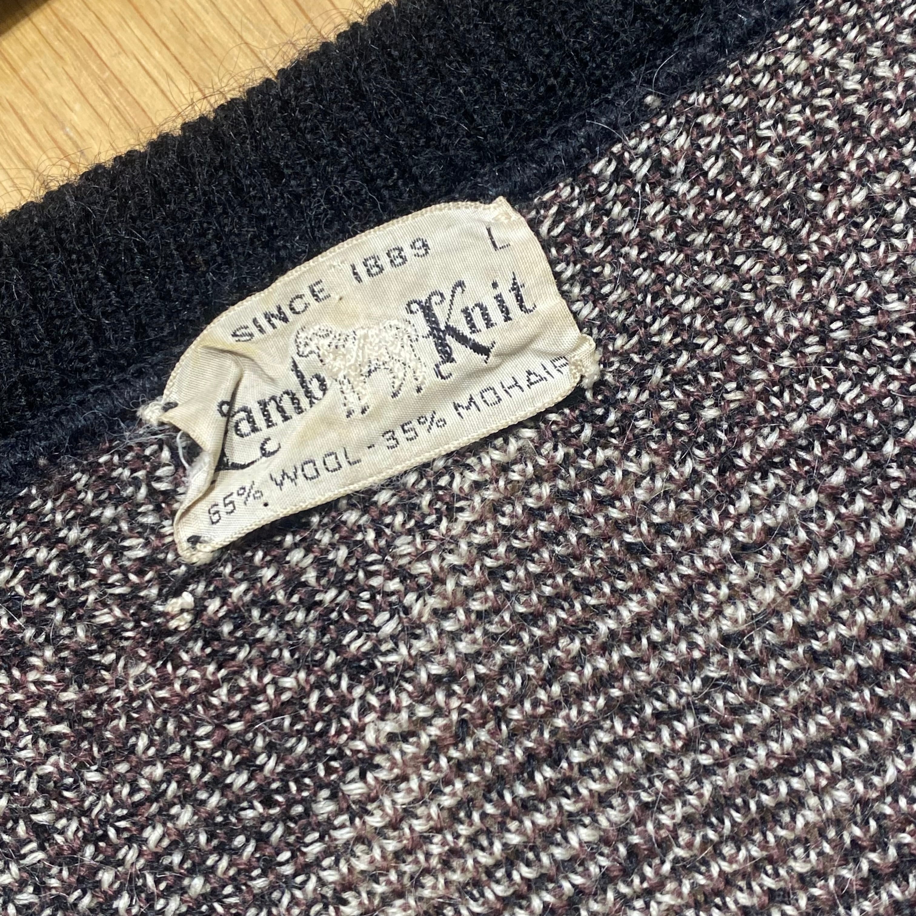 60s Lamb Knit Mohair Cardigan Argyle 60年代 モヘアカーディガン