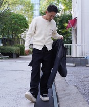 【#Re:room】LOGO METAL PLATE CREW NECK CARDIGAN［REK146］