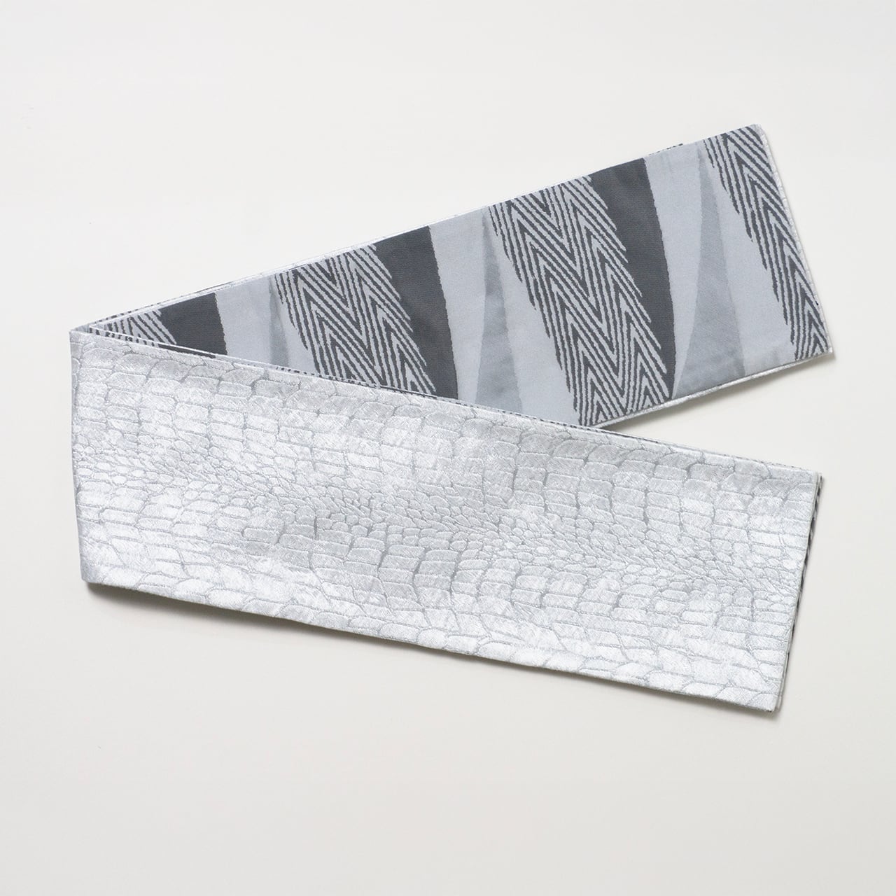 RumiRock半幅帯 「艶クロコ」ホワイト [E633] | Rumi Rock Store