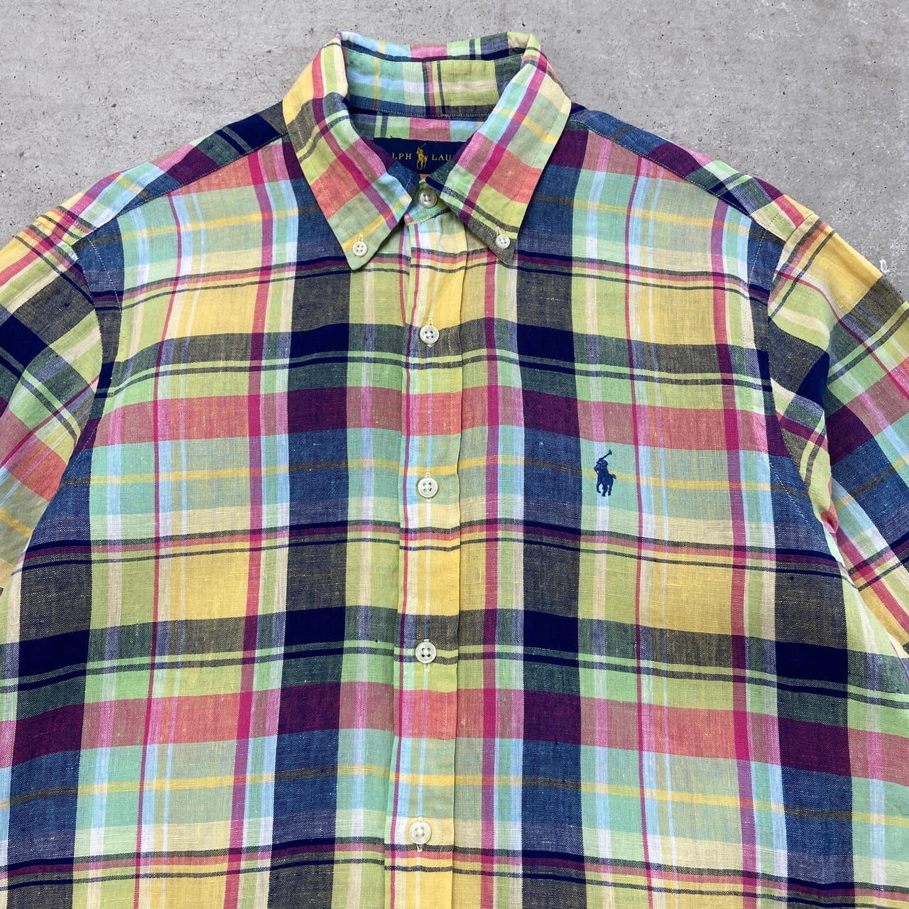 Ralph Lauren ラルフローレン 半袖 マドラスチェックシャツ リネン 