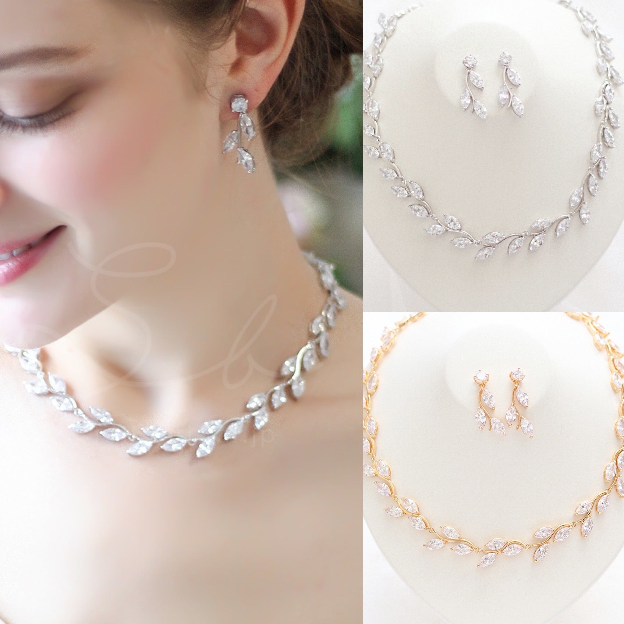 Stella bridal キュービックジルコニア　ネックレス&ピアスセット