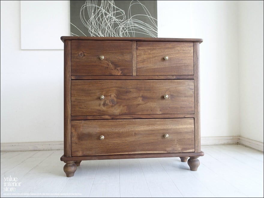 『 O 様 サイズオーダーチェスト 』総無垢 チークチェストR80Med タンス 収納 箪笥 カントリー調 手作り 整理タンス チーク材 銘木家具 無垢材家具 真鍮金物