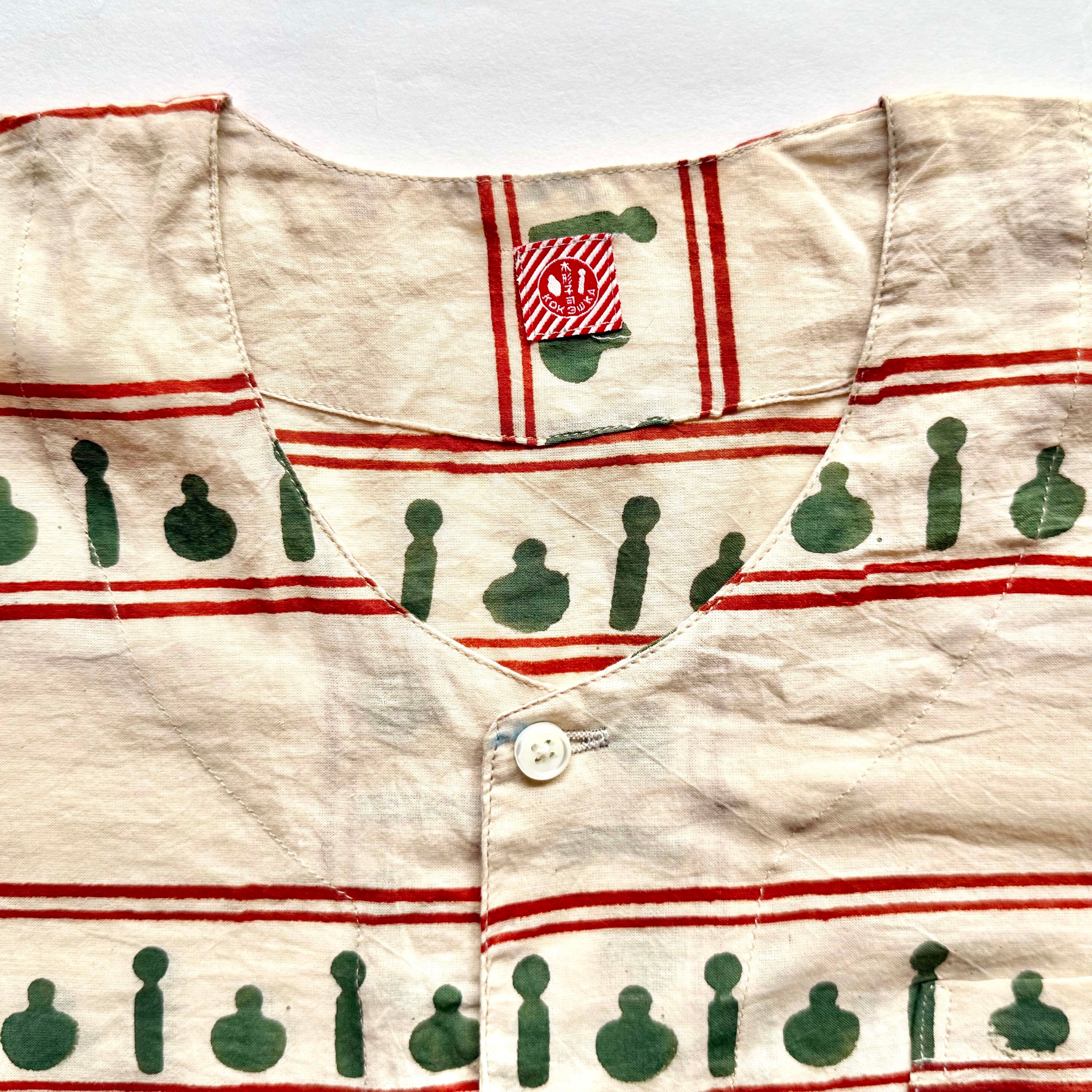 インド民芸こけしシャツ(横縞)