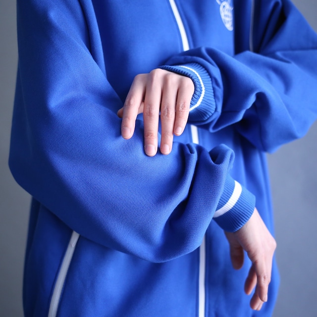blue × white good coloring loose silhouette track jacket（dead stock）