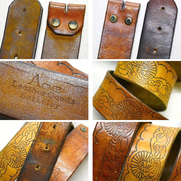 1点物◇ビンテージ70sバックル無し型押しレザーベルト古着メンズ