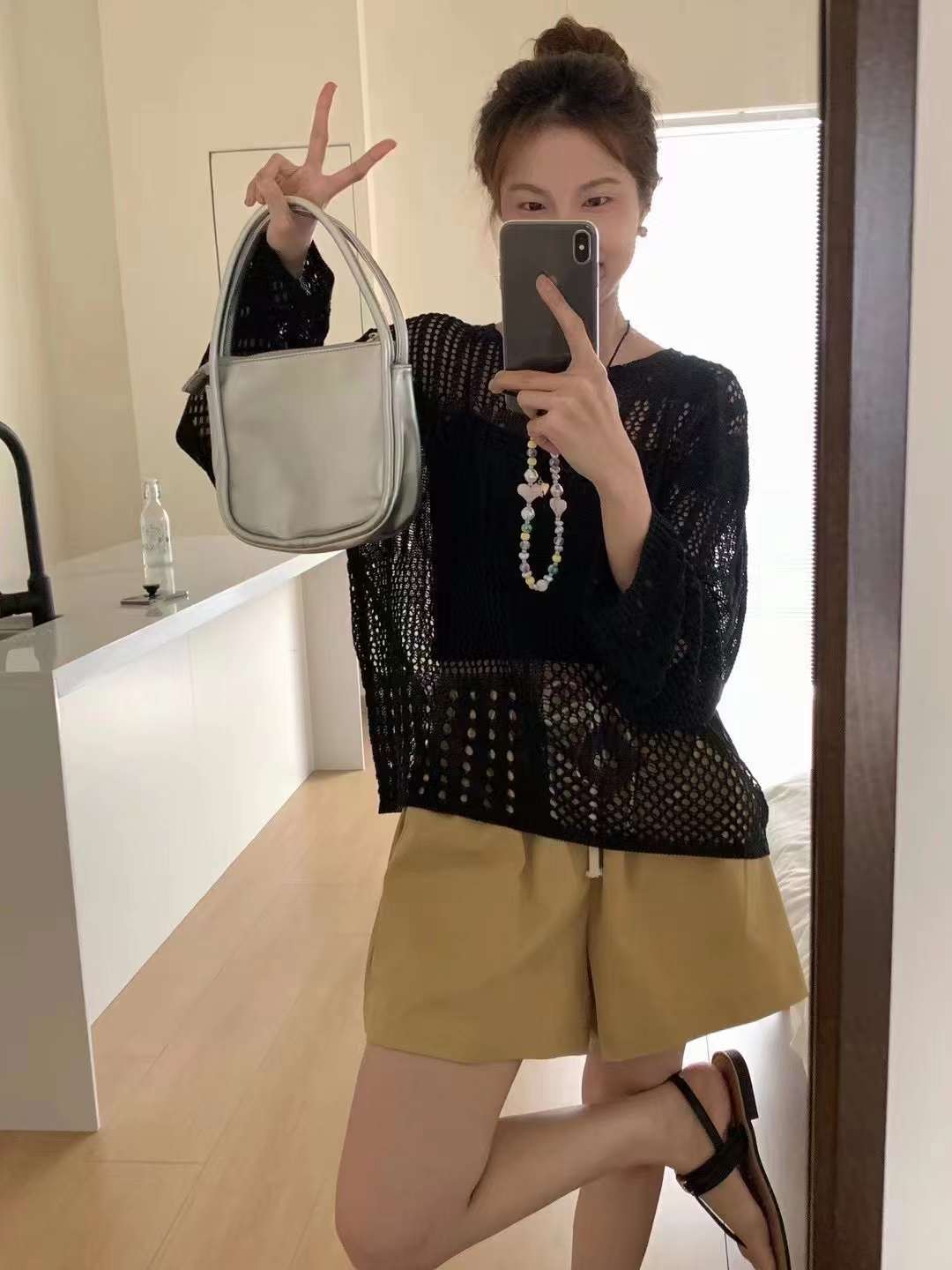 ランダム編みメッシュニット　AJ22155-G04