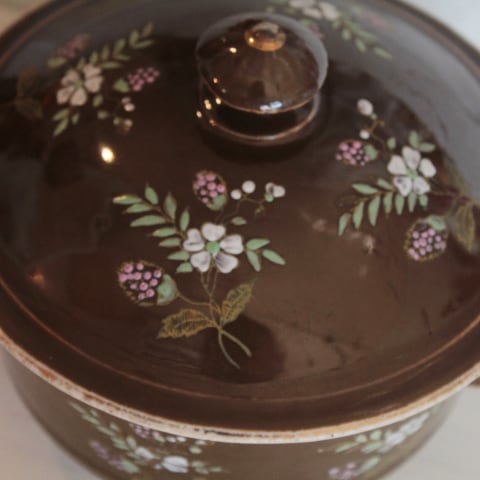 フランス Saint Uze 花エナメル スープチューリン（キャセロール