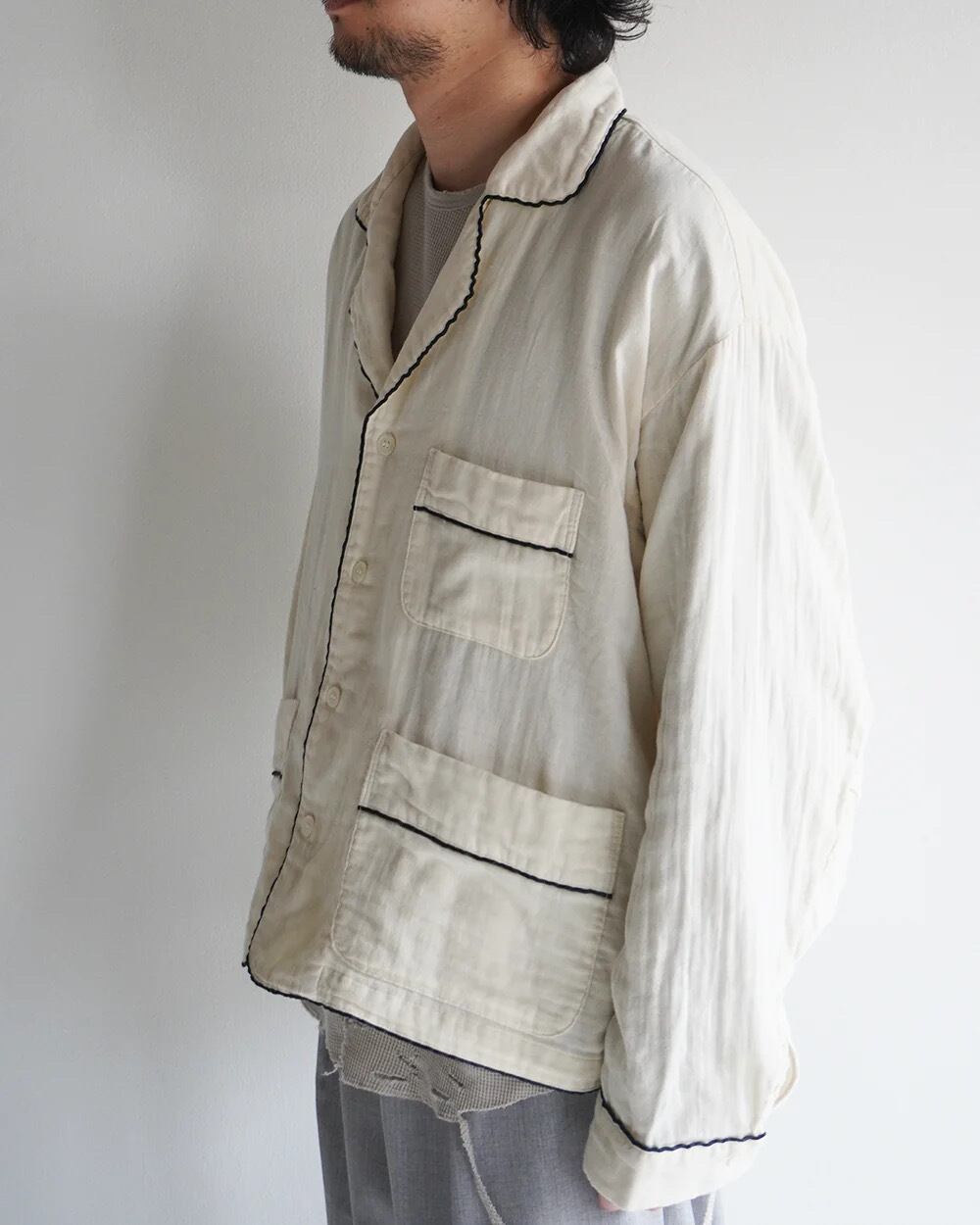 24SS】ANCELLM DOUBLEGAUZE PAJAMA SHIRT (IVORY) ANC-SH33 | IAAAM