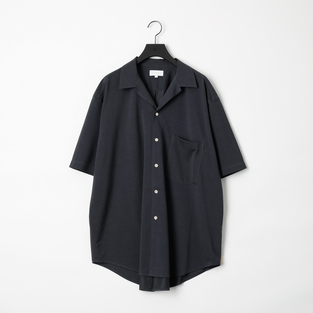 【LAST1】46G Silk Blend Atmosphere Open Collar SS Shirt(CHARCOAL)