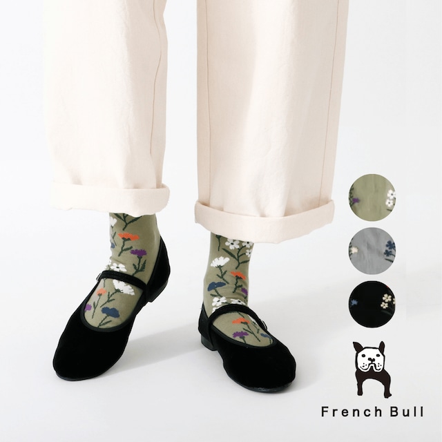 フレンチブル French Bull 靴下 セシェソックス ハイソックス レディース 秋 冬 ブランド 綿 コットン 日本製 国産 花柄 おしゃれ かわいい レトロ プレゼント ギフト グリーン グレー ブラック 23-25cm 11-26267 Fr139
