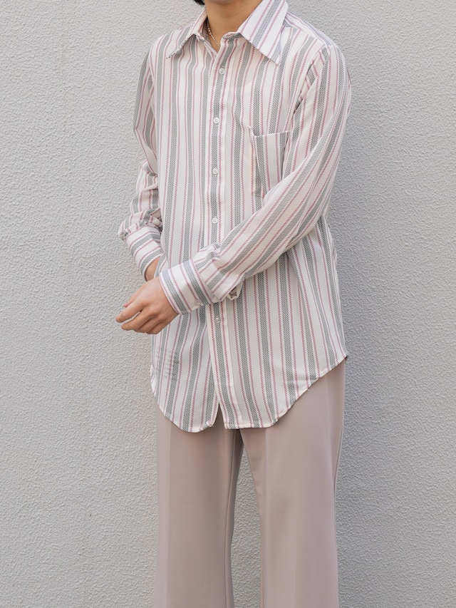 70‘s White & Red Striped Long Sleeve Shirt