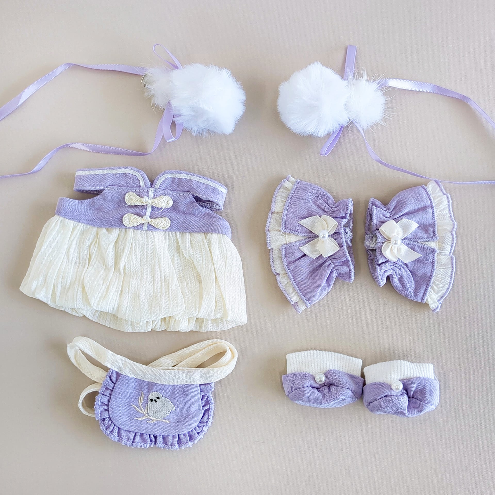 2E-1386【20cm】藤紫のチャイナワンピースセット | Little Closet